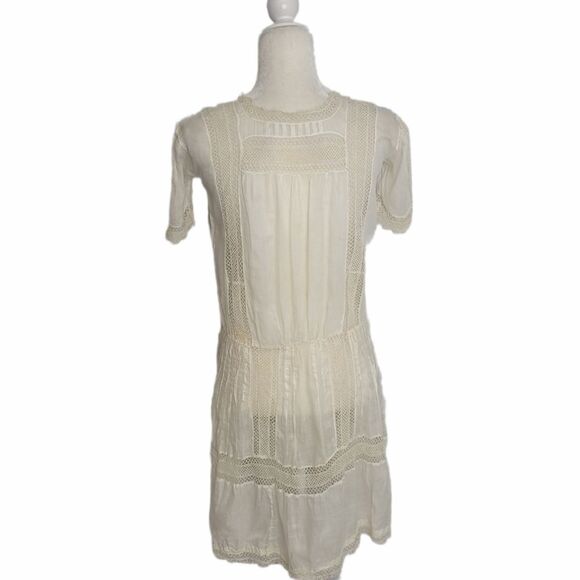 ANTIQUE vintage 1920s‎ Edwardian white drop waist tea slip dress XS - Picture 4 of 17
